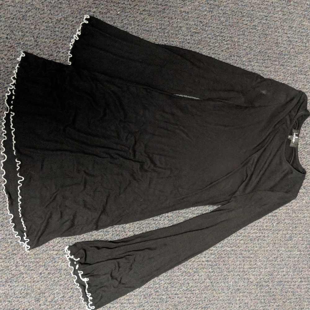Black a-line dress with bell sleeves